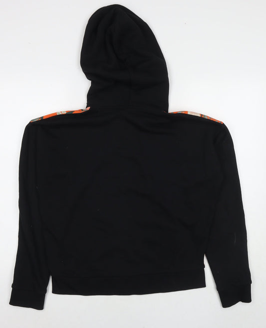 Topshop Womens Black Floral Polyester Full Zip Hoodie Size 8 Zip