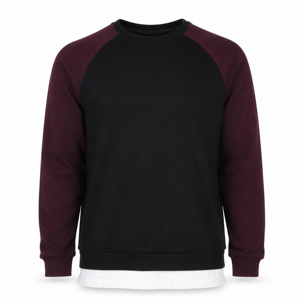Front view of ASOS men’s black cotton pullover sweatshirt, size M