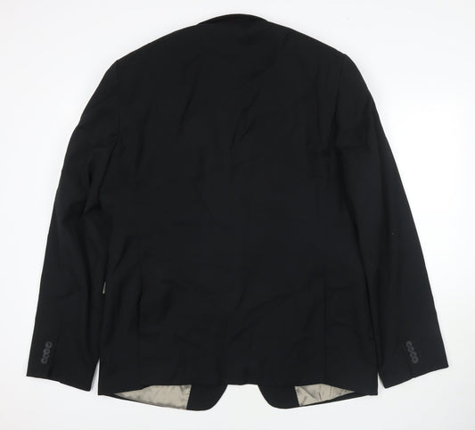 Topman Mens Black Polyester Jacket Suit Jacket Size 46 Regular