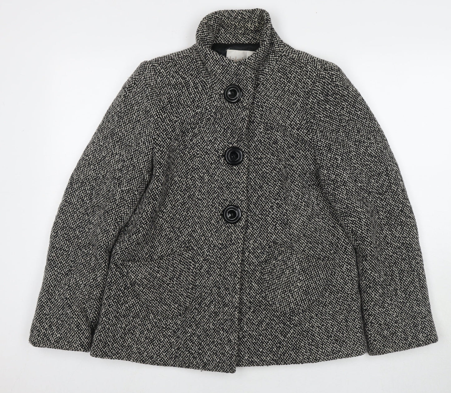 Lakeland Womens Black Pea Coat Coat Size 12 Button