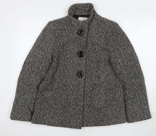 Lakeland Womens Black Pea Coat Coat Size 12 Button