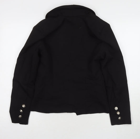 I SAW IT FIRST Womens Black Jacket Blazer Size 8 Button