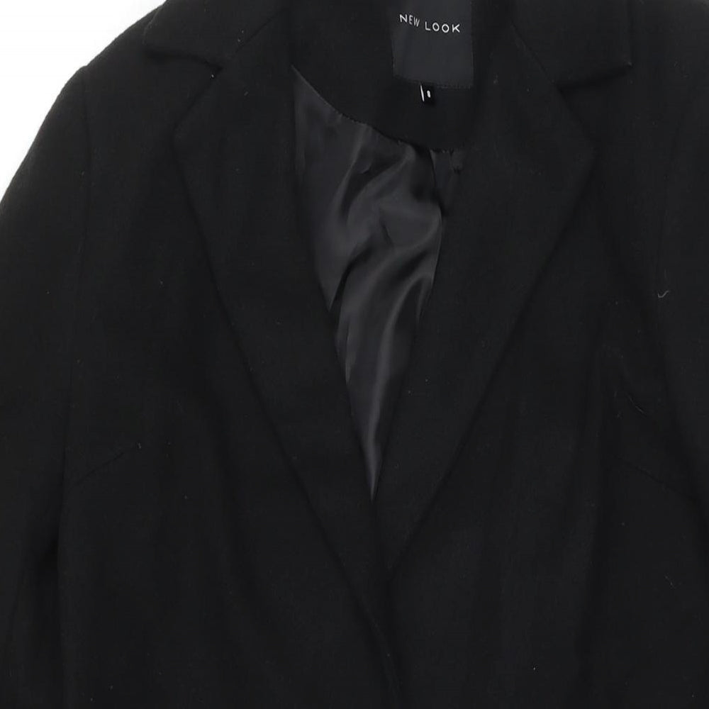 New Look Womens Black Overcoat Coat Size 8 Button