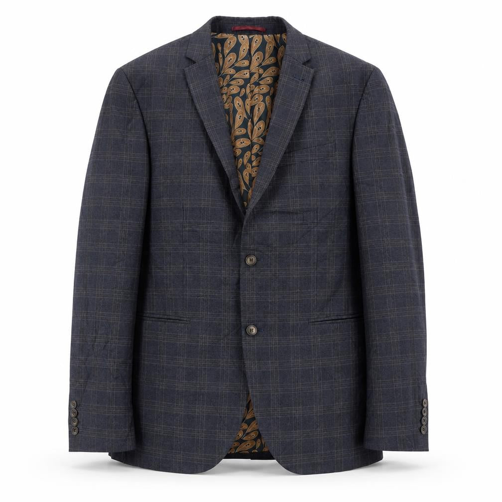 NEXT Mens Blue Plaid Polyester Jacket Suit Jacket Size 42 Regular