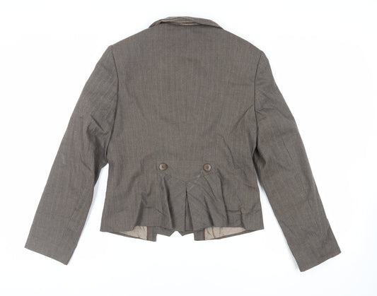 NEXT Womens Brown Striped Jacket Blazer Size 12 Button