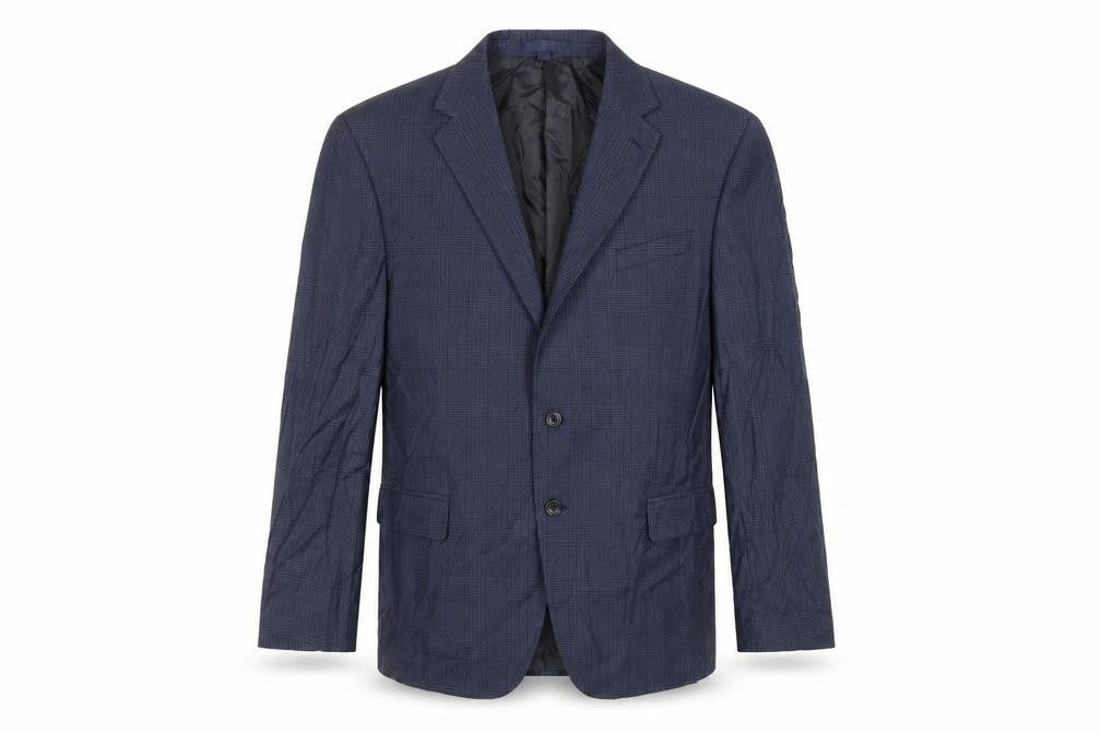 Marks and Spencer Mens Blue Plaid Wool Jacket Suit Jacket Size 46 Regular