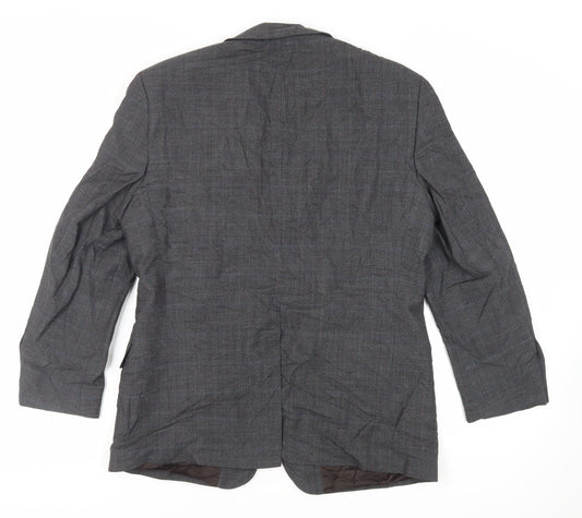 Woodhouse Mens Grey Plaid Wool Jacket Suit Jacket Size 40 Regular