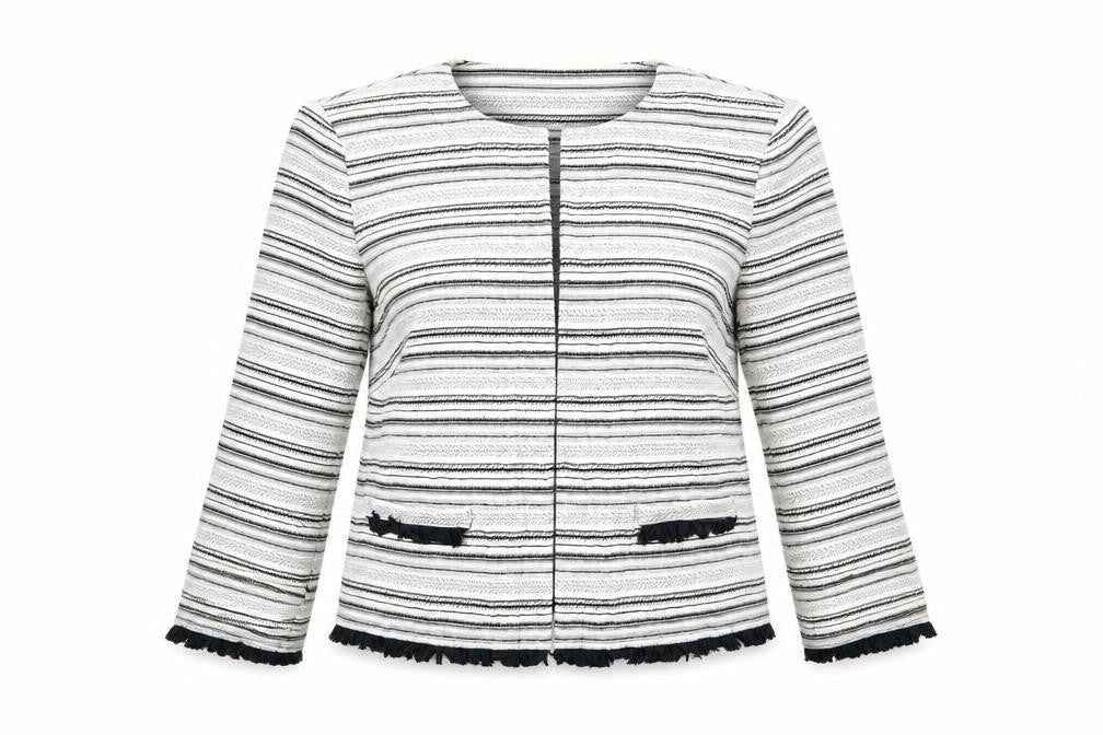 Marks & Spencer Womens White Striped Jacket Blazer Size 12 - Open