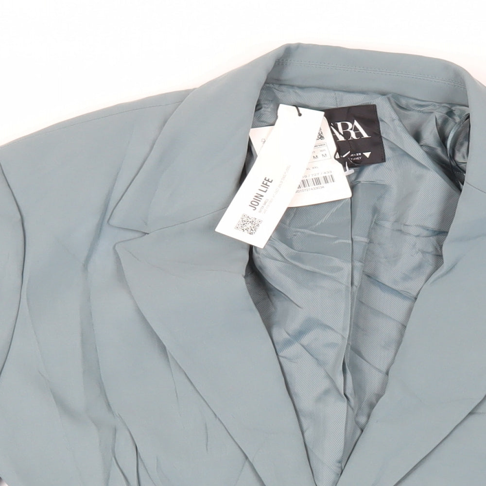 Zara Womens Green Jacket Blazer Size M Button