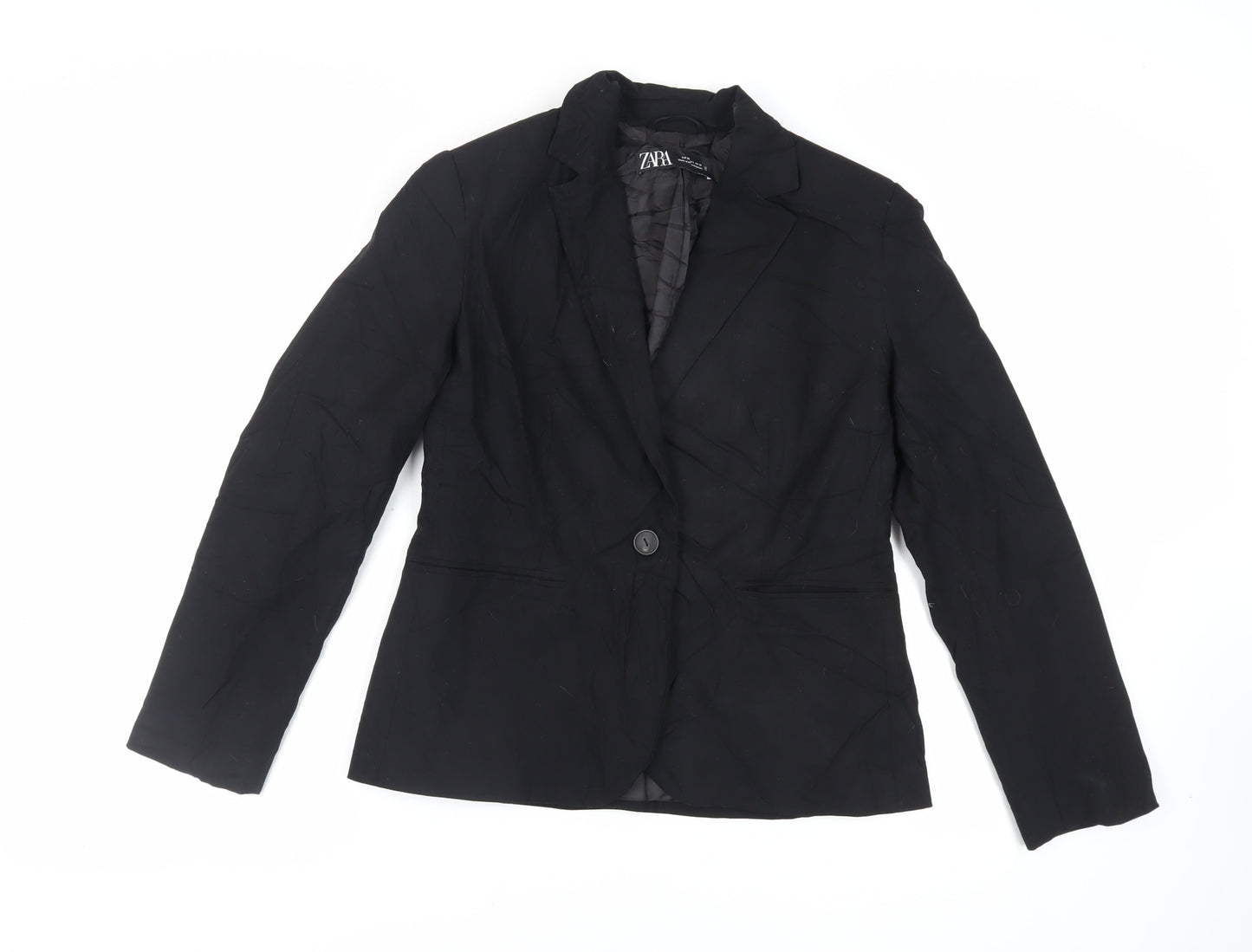 Zara Womens Black Jacket Blazer Size 10 Button