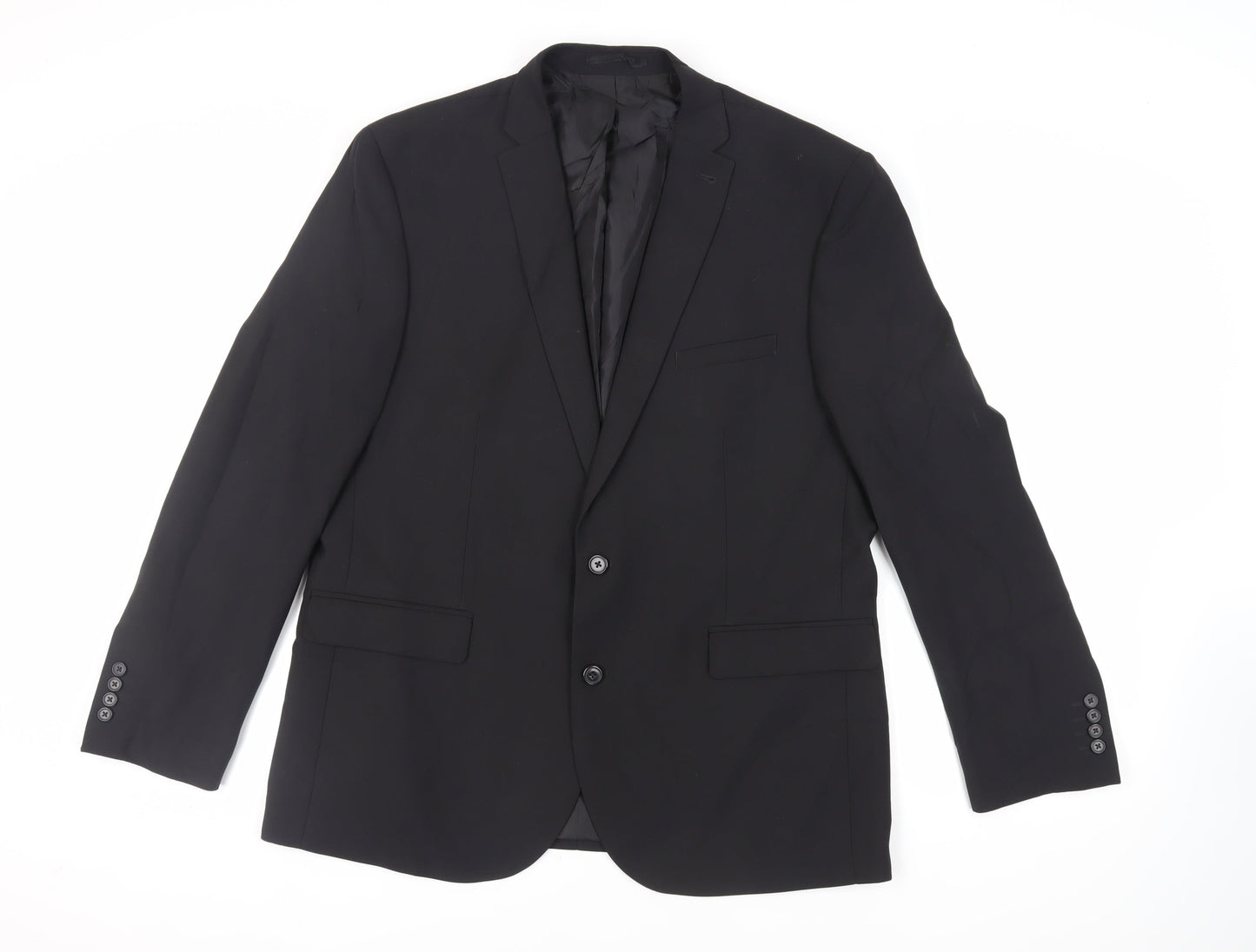 Fellini Mens Black Polyester Jacket Suit Jacket Size 46 Regular