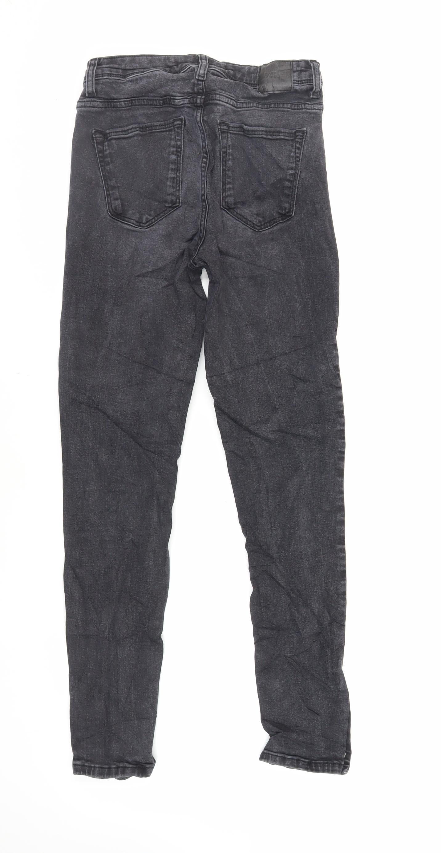 Zara Womens Grey Cotton Skinny Jeans Size 6 L28 in Regular Zip