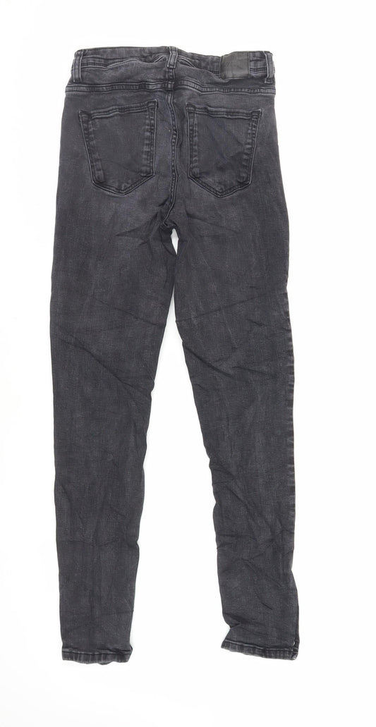 Zara Womens Grey Cotton Skinny Jeans Size 6 L28 in Regular Zip