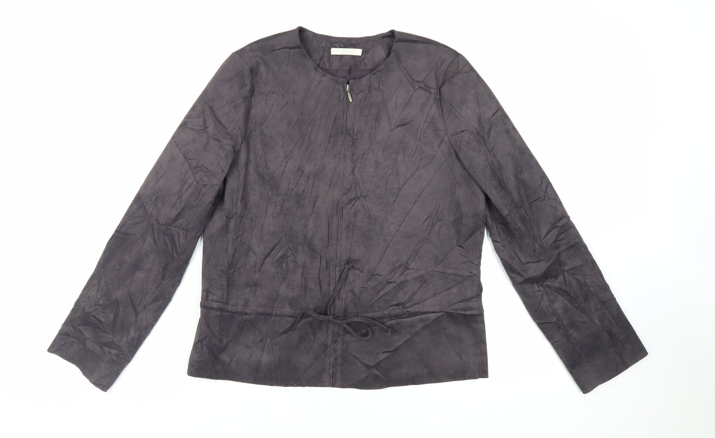 Marks and Spencer Womens Grey Jacket Size 12 Zip - Suede Effect