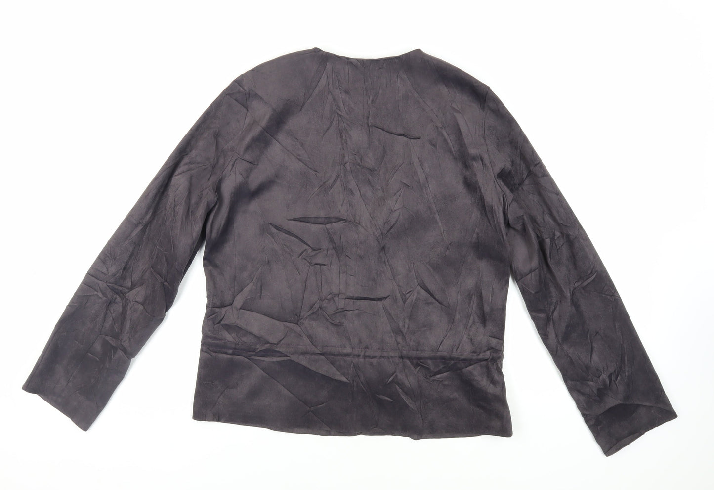 Marks and Spencer Womens Grey Jacket Size 12 Zip - Suede Effect
