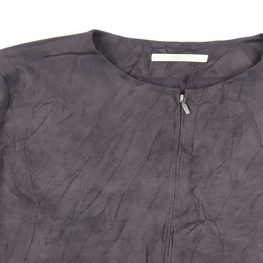 Marks and Spencer Womens Grey Jacket Size 12 Zip - Suede Effect