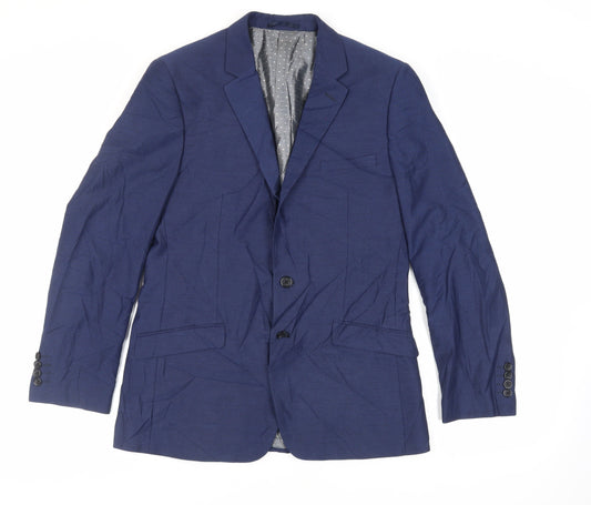 Dobell Mens Blue Polyester Jacket Suit Jacket Size 40 Regular