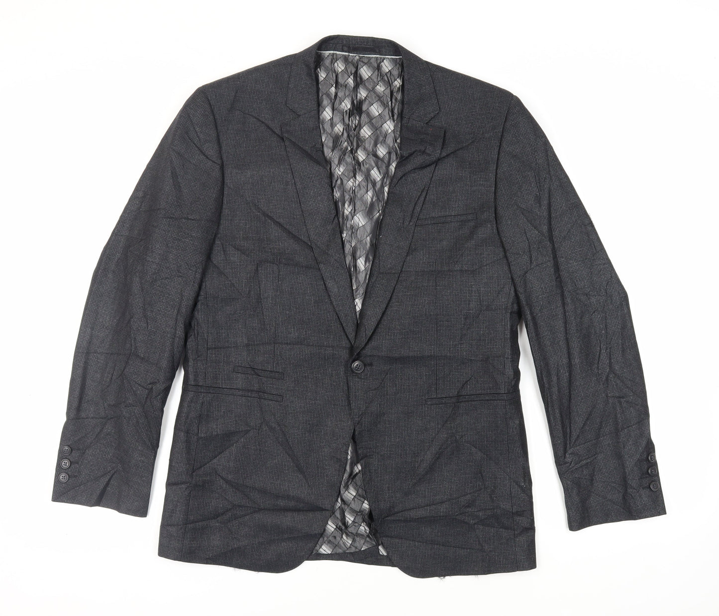 Stonebridge Mens Black Geometric Polyester Jacket Suit Jacket Size 40 Regular