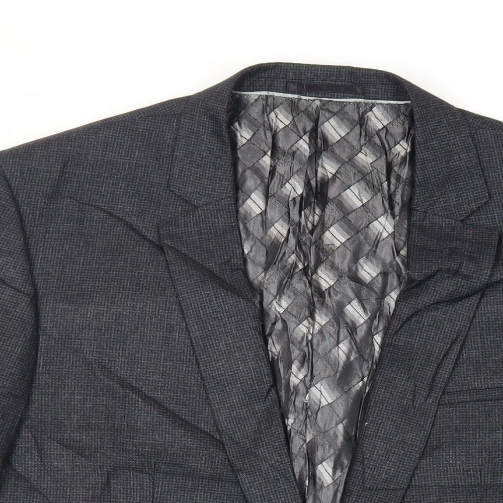 Stonebridge Mens Black Geometric Polyester Jacket Suit Jacket Size 40 Regular