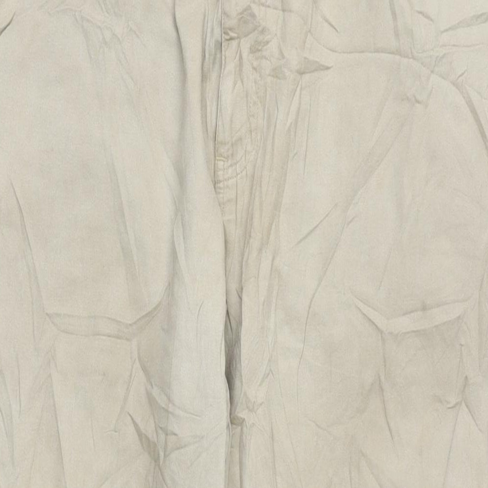 Essentials Mens Beige Cotton Trousers Size 38 in L27 in Regular Zip