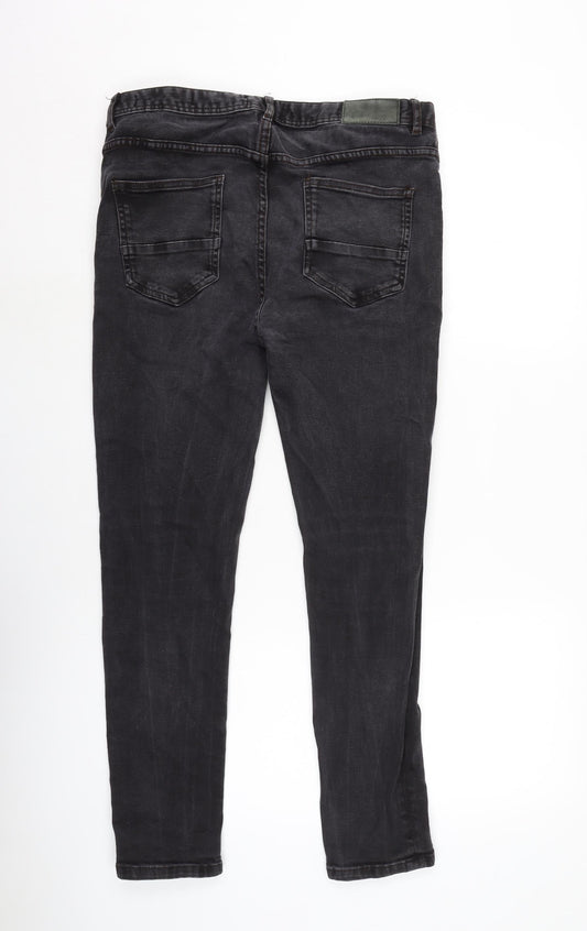 Denim & Co. Mens Grey Cotton Blend Tapered Jeans Size 34 in L30 in Regular Button