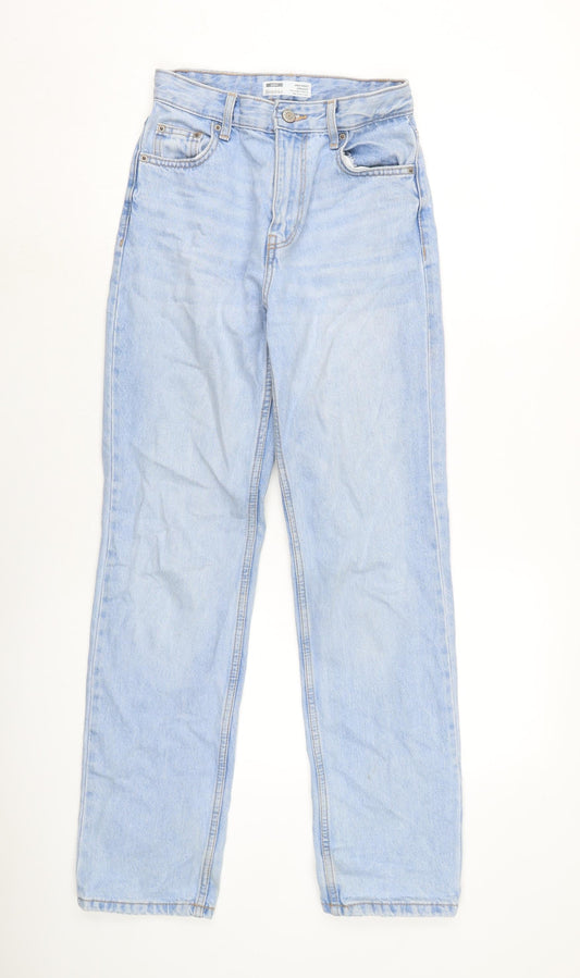 Berksha Womens Blue Cotton Blend Straight Jeans Size 34 in L30 in Regular Zip