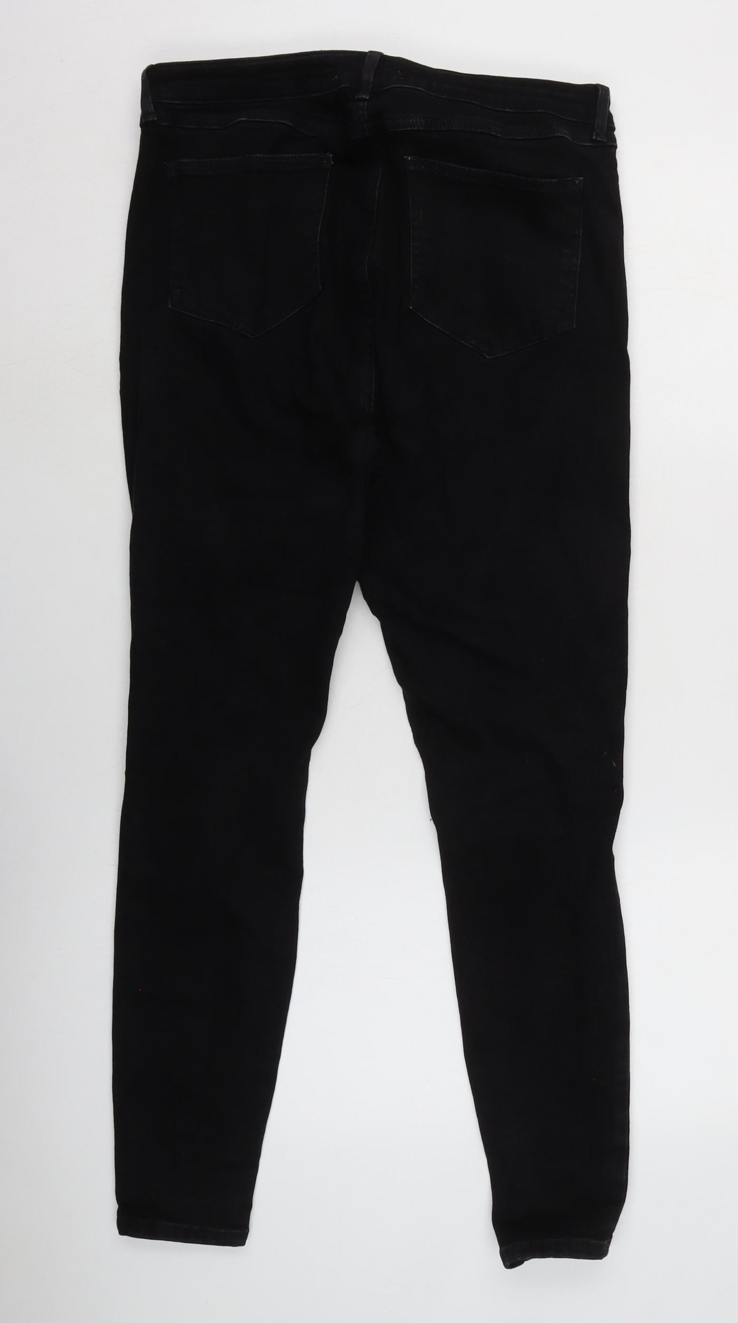 Denim & Co. Womens Black Cotton Blend Tapered Jeans Size 16 L28 in Regular Zip