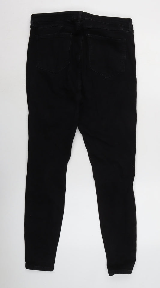 Denim & Co. Womens Black Cotton Blend Tapered Jeans Size 16 L28 in Regular Zip