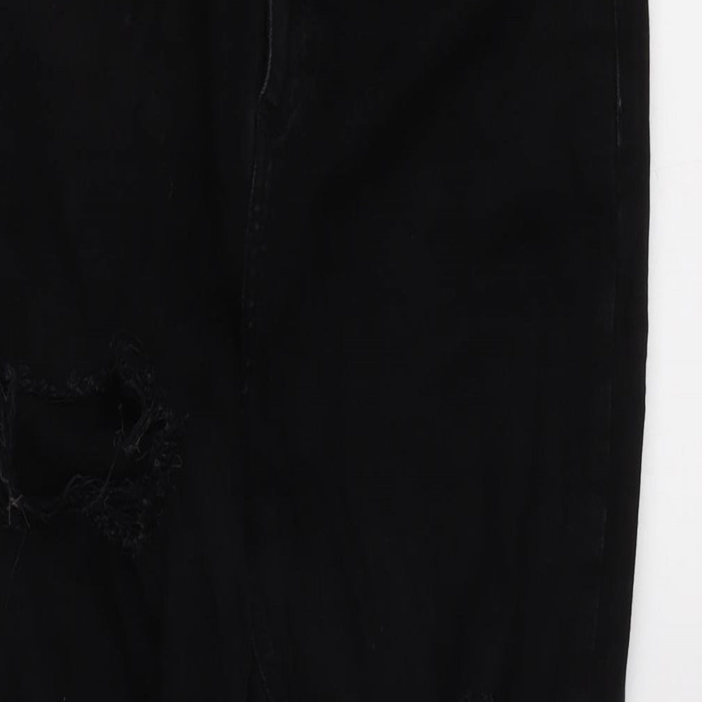 Denim & Co. Womens Black Cotton Blend Tapered Jeans Size 16 L28 in Regular Zip