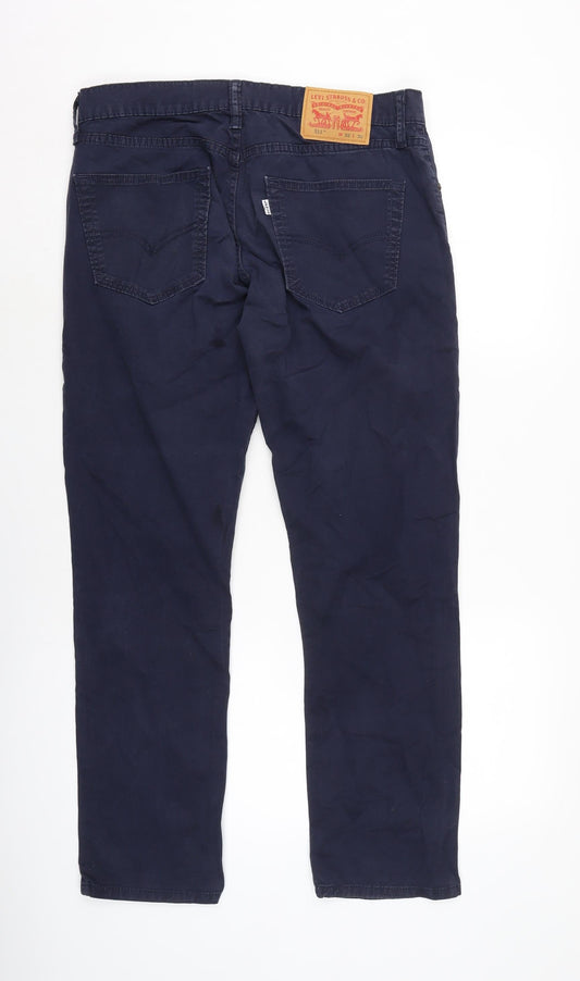 Levis Mens Blue Cotton Blend Straight Jeans Size 32 in L28 in Regular Zip