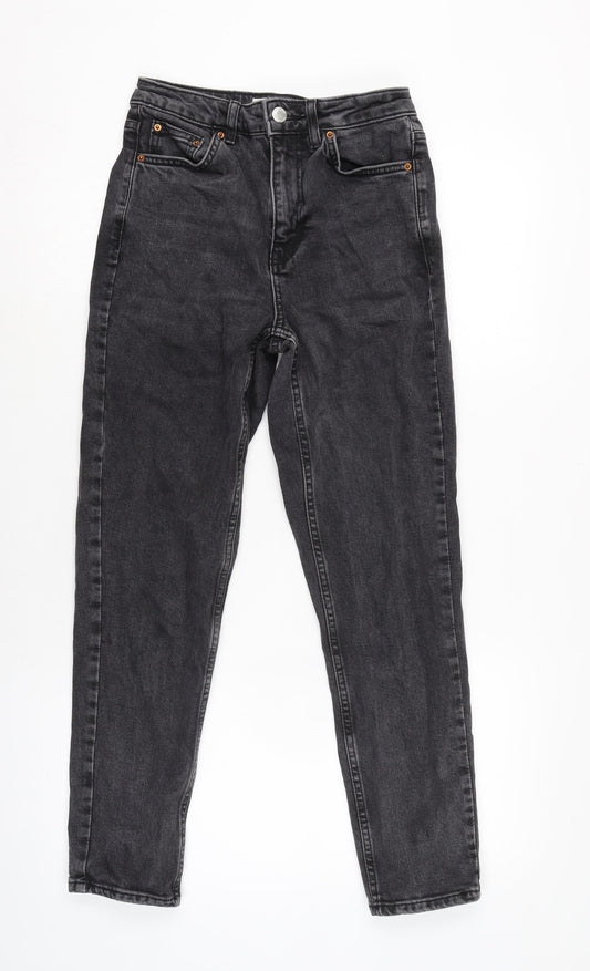 Topshop Womens Grey Cotton Blend Straight Jeans Size 24 in L25 in Regular Zip
