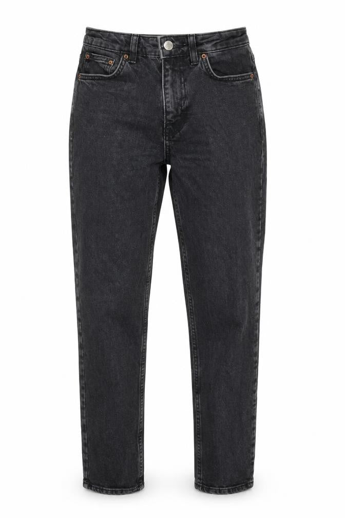 Topshop Womens Grey Cotton Blend Straight Jeans Size 24 in L25 in Regular Zip