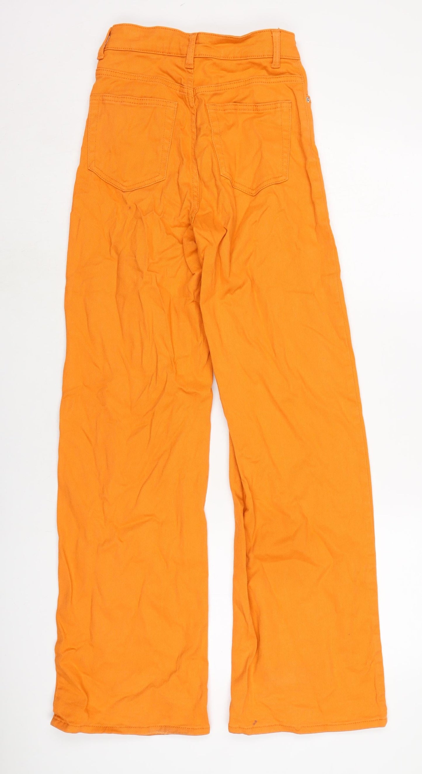 Divided Womens Orange Cotton Blend Wide-Leg Jeans Size 6 L29.5 in Regular Zip