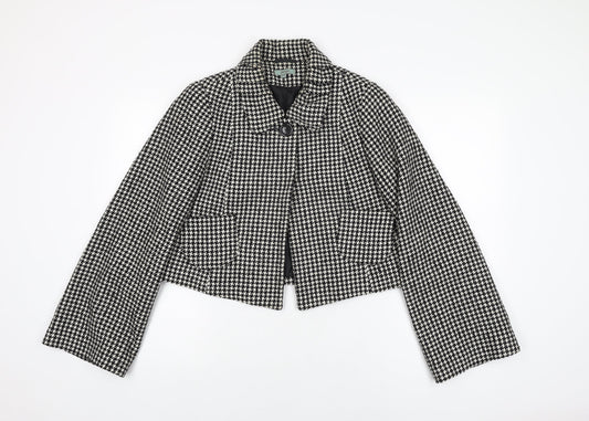 Therapy Womens Black Geometric Jacket Coat Size 12 Button - Houndstooth