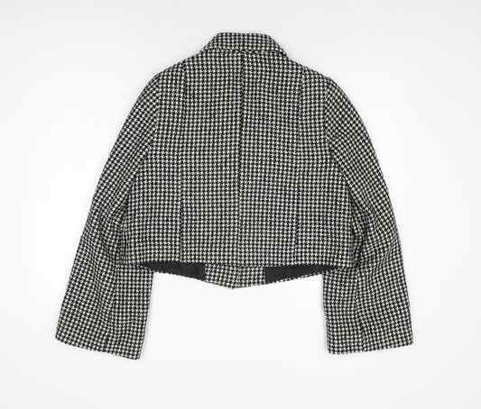 Therapy Womens Black Geometric Jacket Coat Size 12 Button - Houndstooth