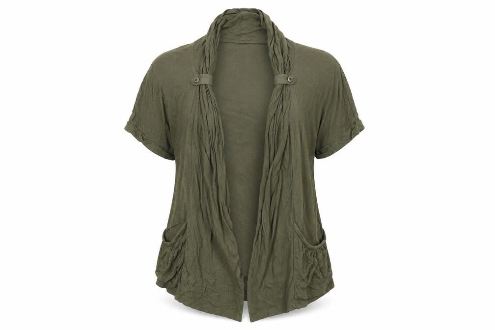 Marks and Spencer Womens Green V-Neck Viscose Cardigan Jumper Size 12
