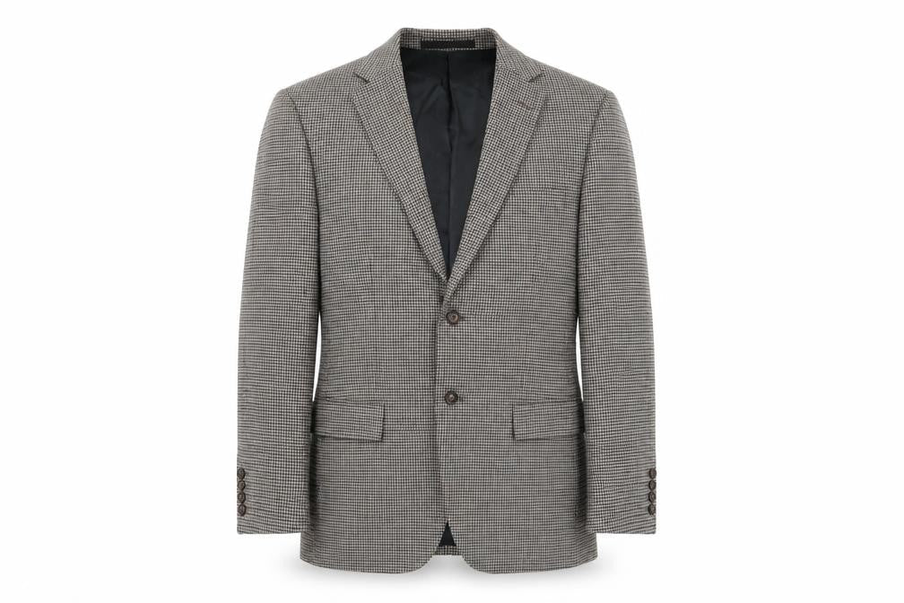 Marks and Spencer Mens Grey Houndstooth Wool Jacket Suit Jacket Size 40 Regular