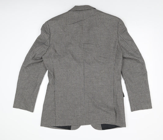 Marks and Spencer Mens Grey Houndstooth Wool Jacket Suit Jacket Size 40 Regular