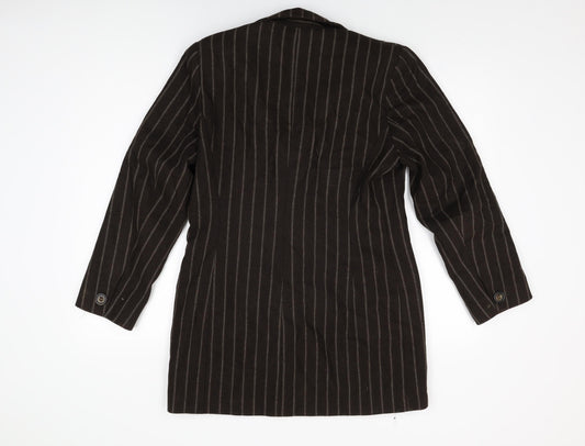 Miss Selfridge Womens Brown Striped Jacket Blazer Size 12 Button