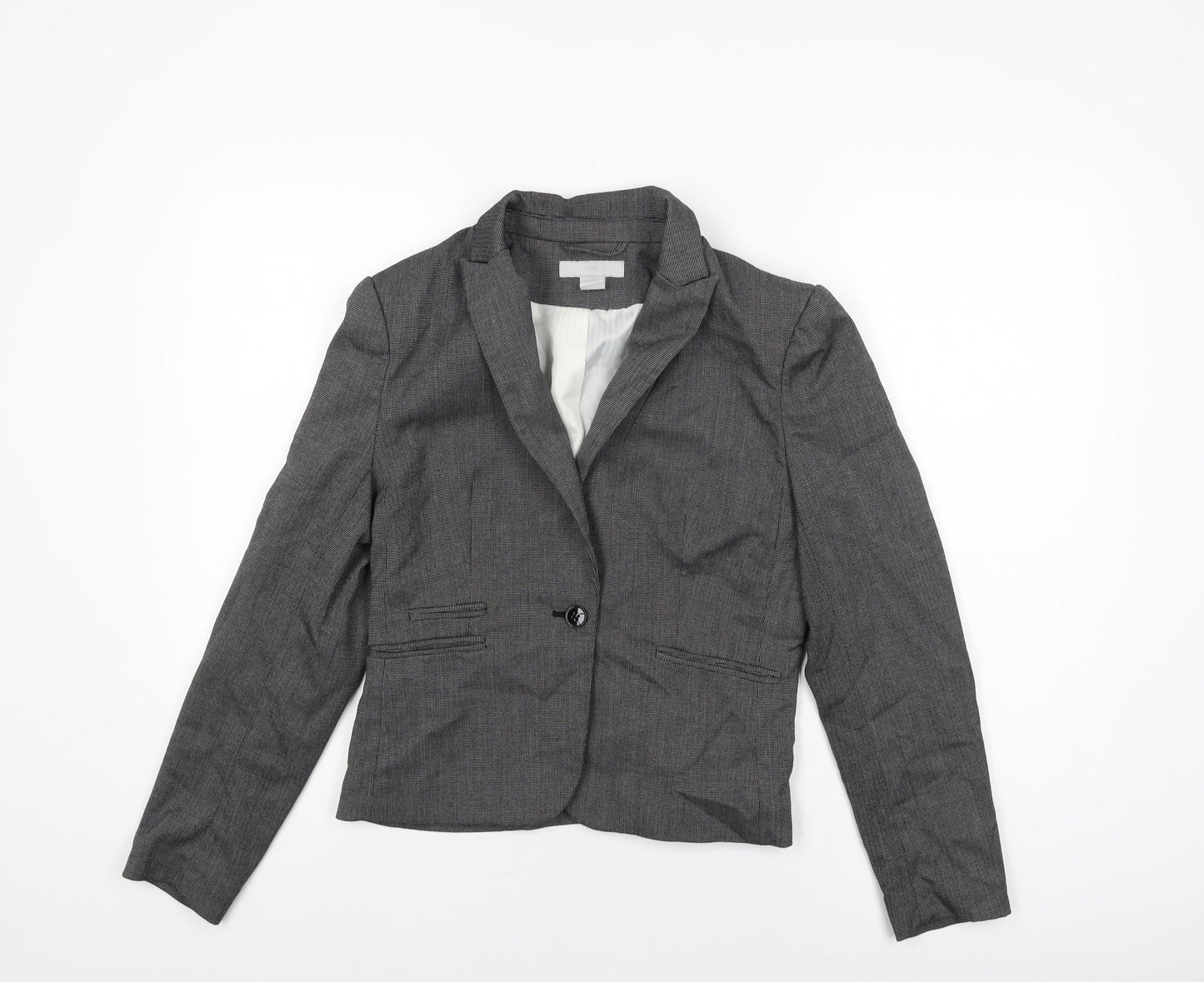 H&M Womens Grey Jacket Blazer Size 10 Button