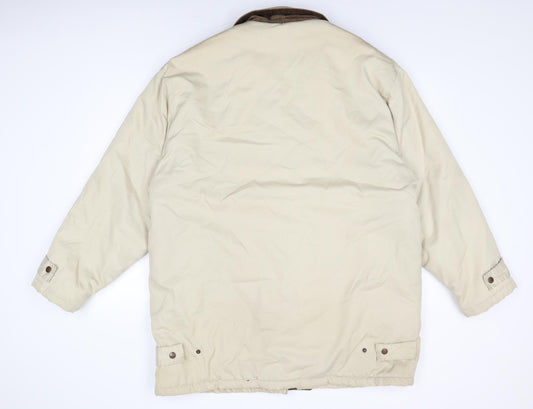 St Michael Mens Beige Overcoat Coat Size 44 Zip