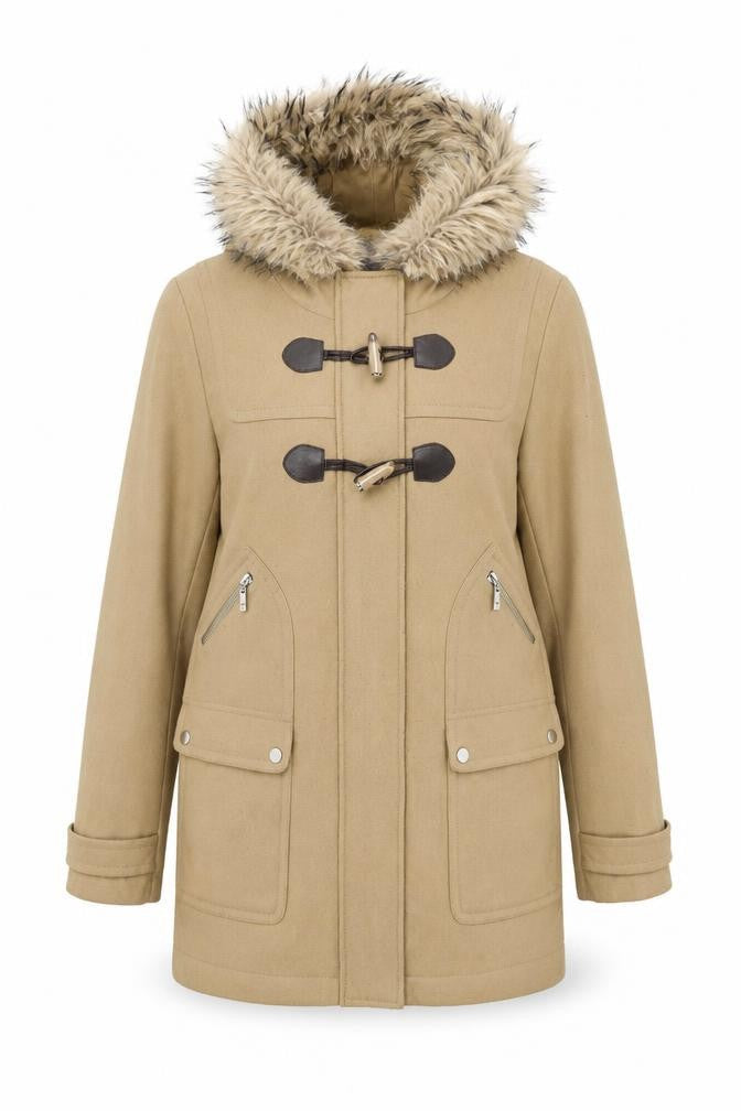 Next Womens Beige Overcoat Coat Size 8 Zip