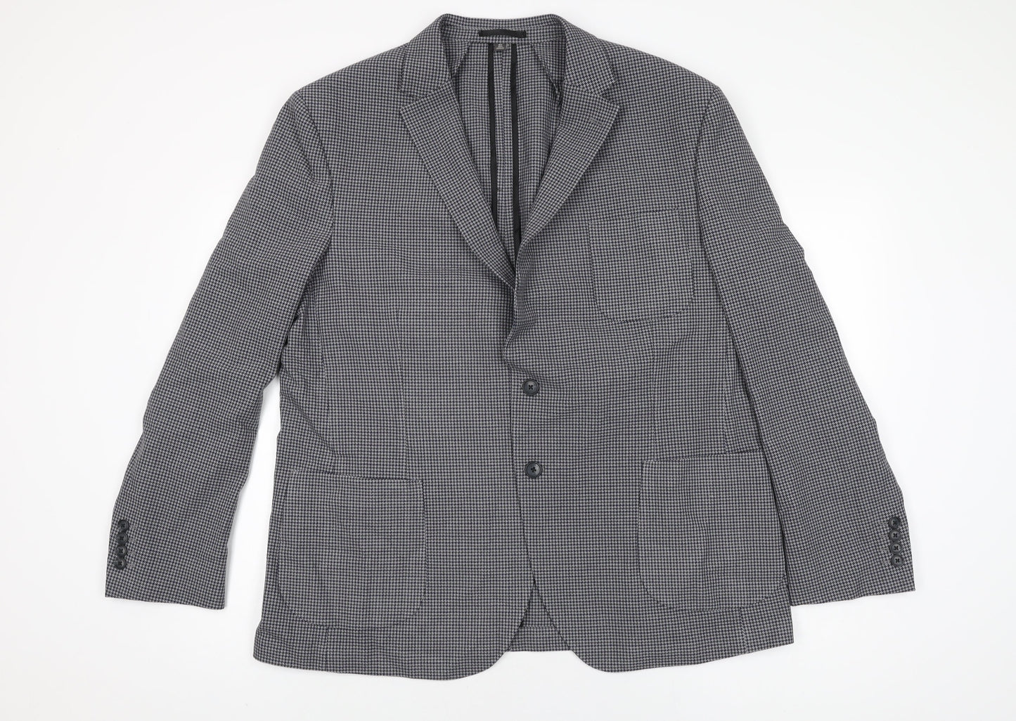 Marks and Spencer Mens Grey Geometric Polyester Jacket Suit Jacket Size 46 Regular