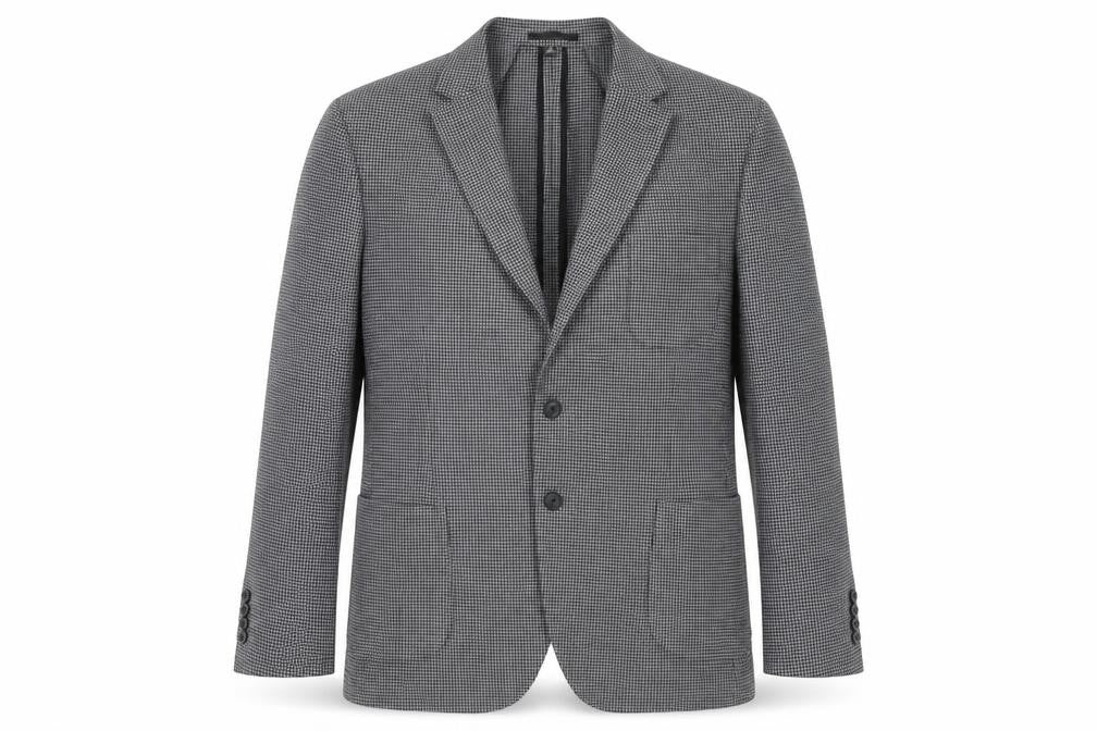 Marks and Spencer Mens Grey Geometric Polyester Jacket Suit Jacket Size 46 Regular