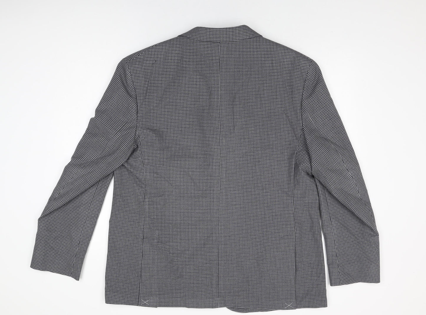 Marks and Spencer Mens Grey Geometric Polyester Jacket Suit Jacket Size 46 Regular