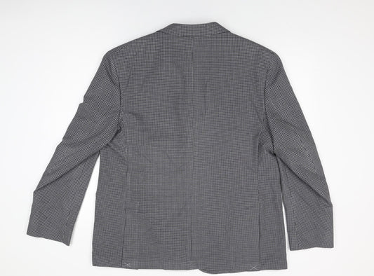 Marks and Spencer Mens Grey Geometric Polyester Jacket Suit Jacket Size 46 Regular
