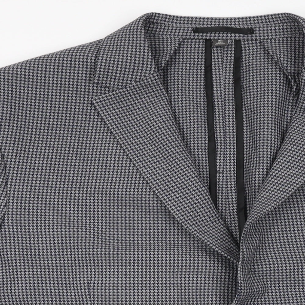 Marks and Spencer Mens Grey Geometric Polyester Jacket Suit Jacket Size 46 Regular