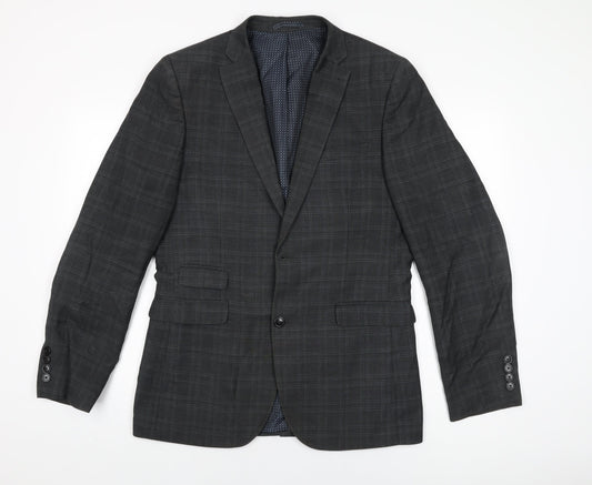 NEXT Mens Grey Geometric Polyester Jacket Suit Jacket Size 40 Regular