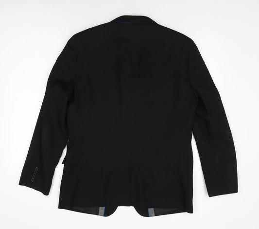One Six Five Mens Black Polyester Jacket Suit Jacket Size 40 Regular