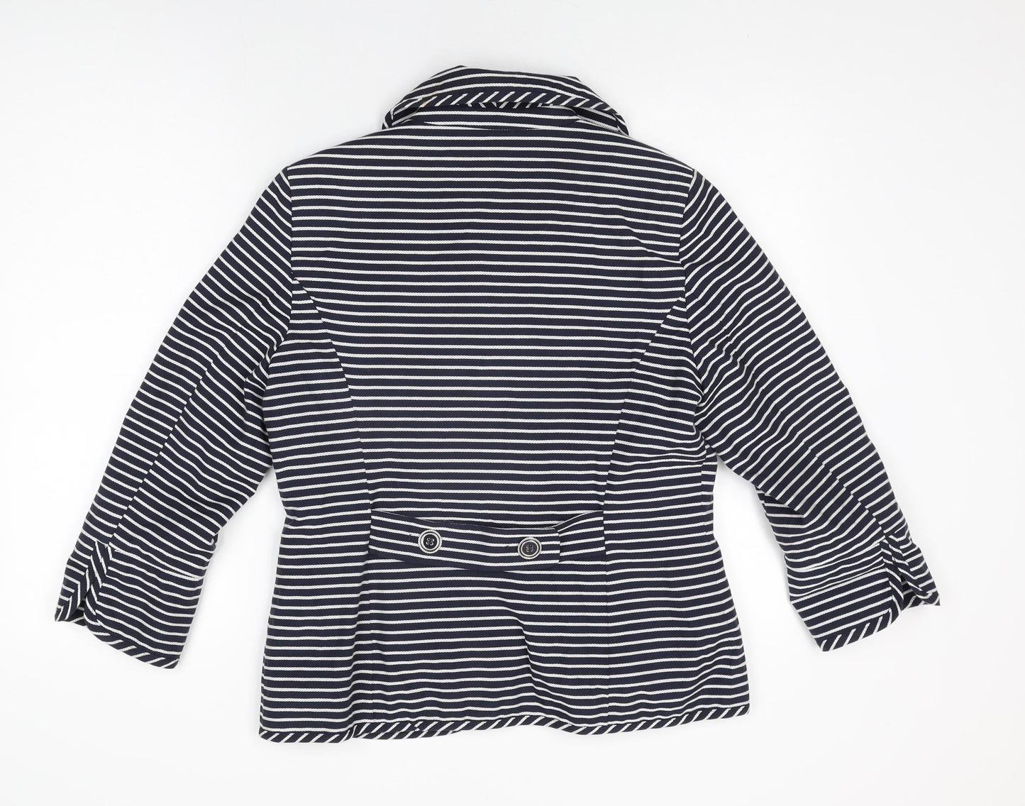 Per Una Womens Blue Striped Jacket Size 14 Button